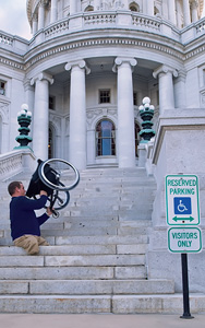 Thumbnail of Matt climbing the capitol steps.